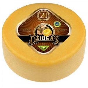 Sūris kietas DŽIUGAS 40%, 24 mėn., galva, 2 kg